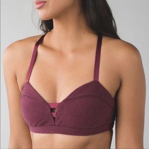 Lululemon Anahatasana Bra, size 8, wee stripe heathered wine berry bordeaux